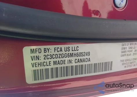 2021 Dodge Challenger Sxt Awd from USA, damaged, VIN 2C3CDZGG6MH605249